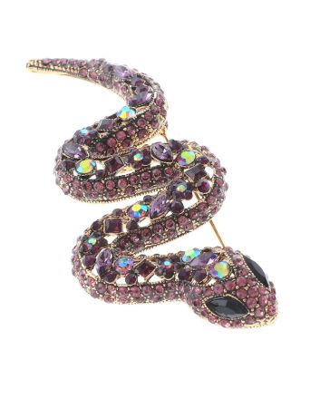 Large Crystal Snake Brooch