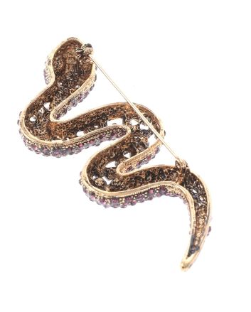 Large Crystal Snake Brooch