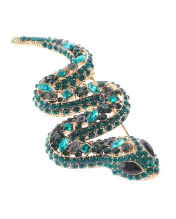 Large Crystal Snake Brooch
