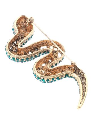 Large Crystal Snake Brooch