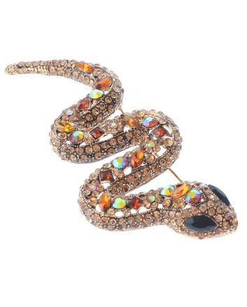 Large Crystal Snake Brooch