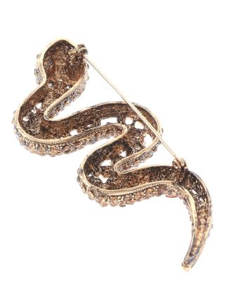 Large Crystal Snake Brooch