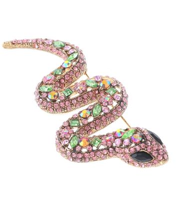 Large Crystal Snake Brooch