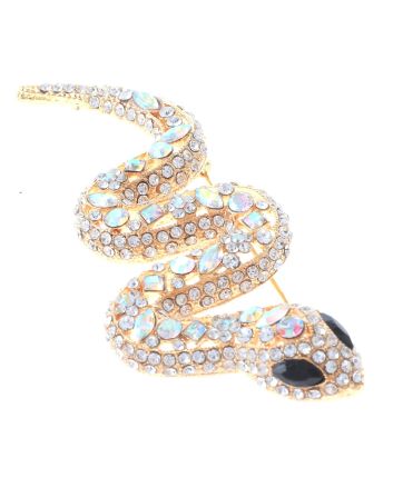 Large Crystal Snake Brooch
