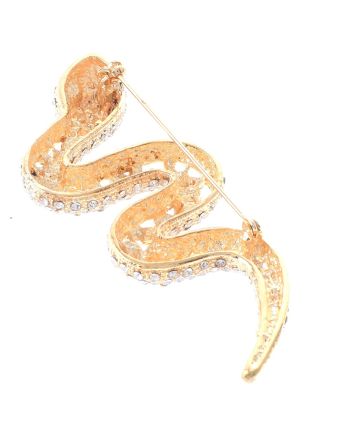 Large Crystal Snake Brooch