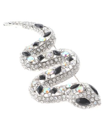 Large Crystal Snake Brooch