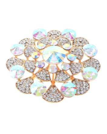 Large Crystal Flower Brooch