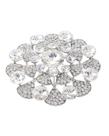 Large Crystal Flower Brooch