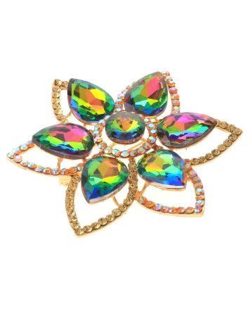 Large Crystal Flower Brooch