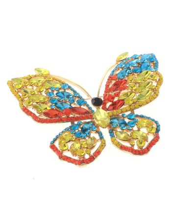 Large Crystal Butterfly Brooch