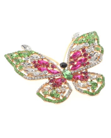 Large Crystal Butterfly Brooch