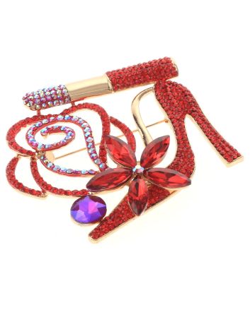 Large Crystal High Heel Shoe Brooch