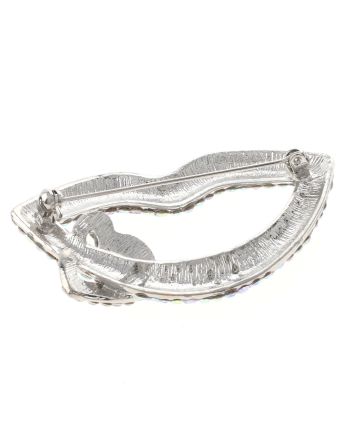 Large Crystal Lip & Heart Brooch
