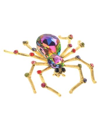 Large Crystal Spider Brooch