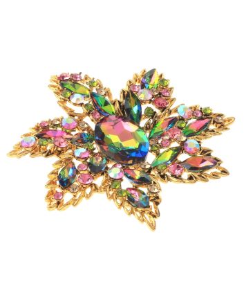 Large Crystal Flower Brooch