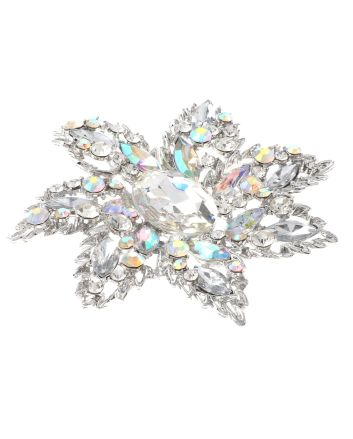 Large Crystal Flower Brooch