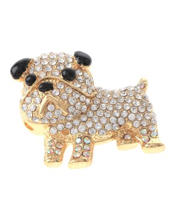 Crystal Dog Brooch