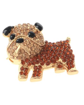 Crystal Dog Brooch
