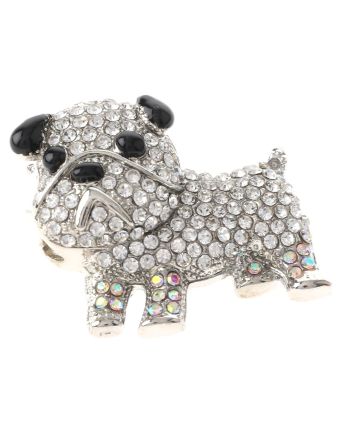 Crystal Dog Brooch  