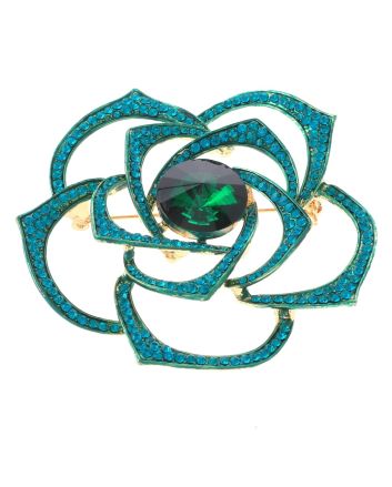 Large Crystal Rose Brooch