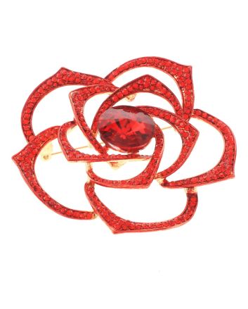 Large Crystal Rose Brooch