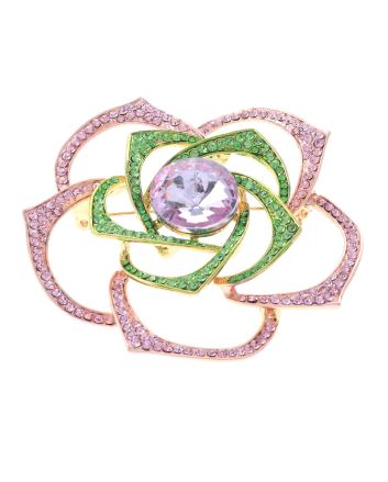 Large Crystal Rose Brooch