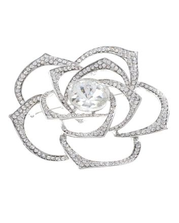 Large Crystal Rose Brooch