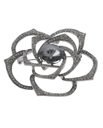 Large Crystal Rose Brooch
