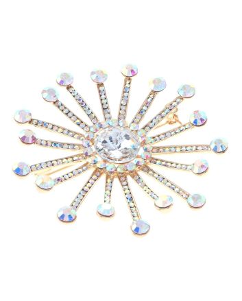 Large Crystal Flower Brooch