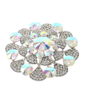 Large Crystal Flower Brooch