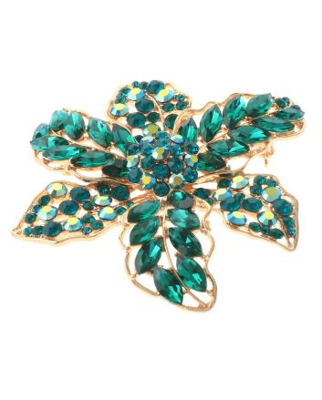 Large Crystal Flower Brooch