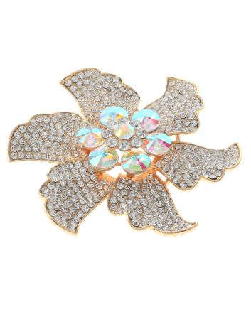 Large Crystal Flower Brooch