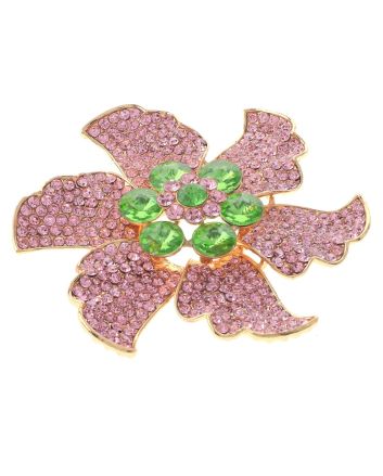 Large Crystal Flower Brooch