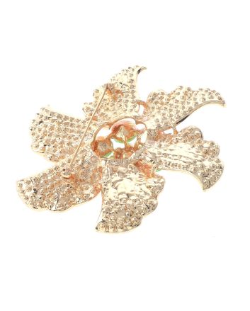 Large Crystal Flower Brooch