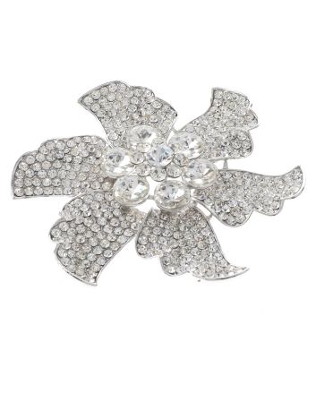 Large Crystal Flower Brooch