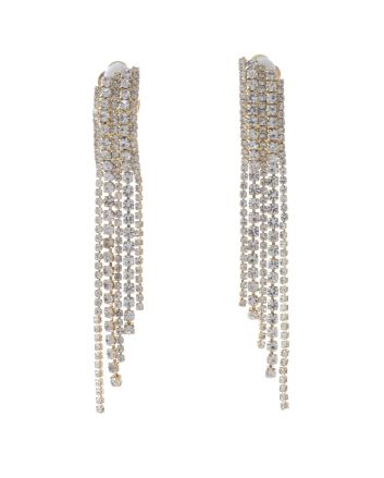 Long Rhinestone Clip-On Earrings