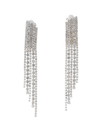 Long Rhinestone Clip-On Earrings