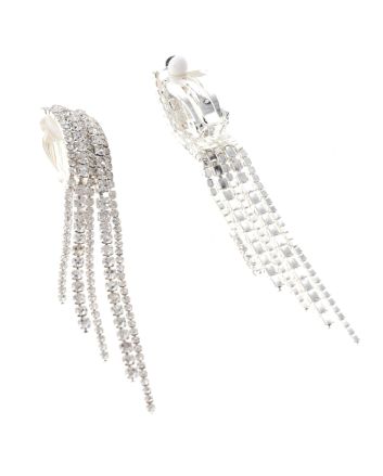 Long Rhinestone Clip-On Earrings