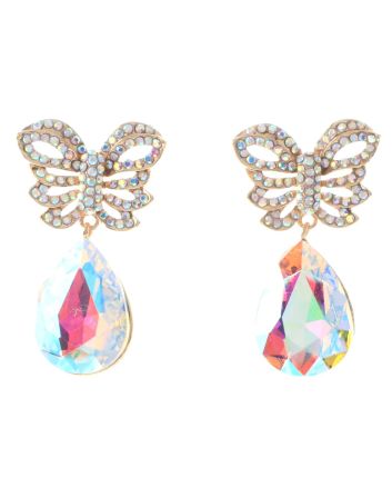 Crystal Post Butterfly Earrings