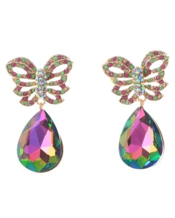 Crystal Post Butterfly Earrings