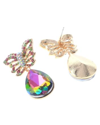 Crystal Post Butterfly Earrings