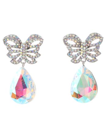Crystal Post Butterfly Earrings