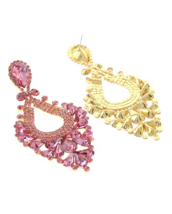 Large Rhinestone Dangle Earrings