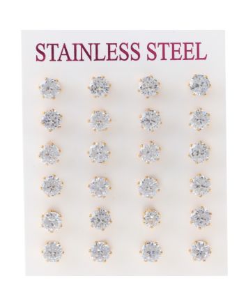 Stainless Steel Stud Earrings / 12 PCS