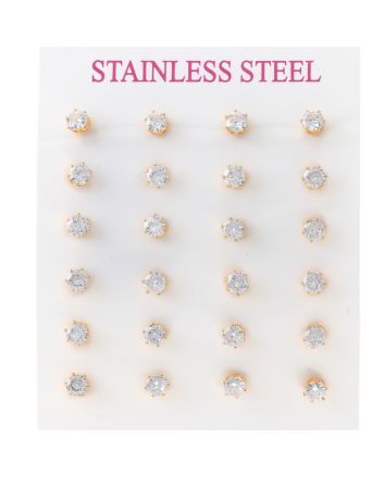Stainless Steel Stud Earrings / 12 PCS