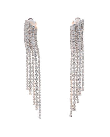 Long Rhinestone Clip-On Earrings