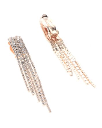 Long Rhinestone Clip-On Earrings