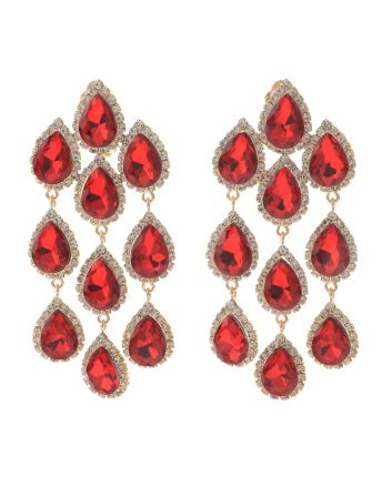 Long Crystal Clip-On Earrings