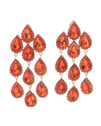 Long Crystal Clip-On Earrings