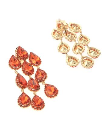 Long Crystal Clip-On Earrings